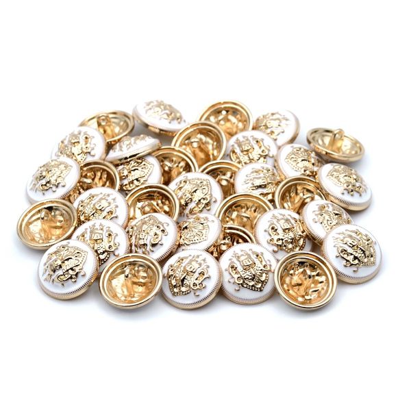 Пуговицы на ножке 28L (18мм), металл (White/G белый с золотом), 36 шт, ME 645