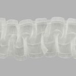 Лента (тесьма) шторная: сборка буфы (1:4) 100 мм / 50 метров, (2 ряда петель, 4 шнура), для крючков и трубы, прозр., 1041-О