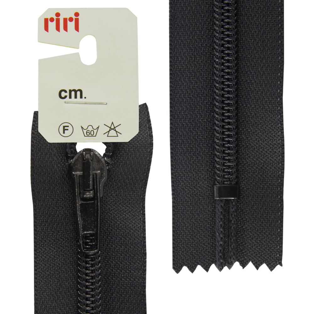 Молния спиральная (витая) обувная RIRI Т6 (6 мм), н/раз., 35 см, цв. тесьмы 2110 черный, упак. 5 шт
