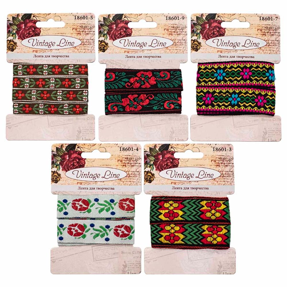 Набор лент декоративных Цветочки-лепесточки, 5 шт, Vintage Line