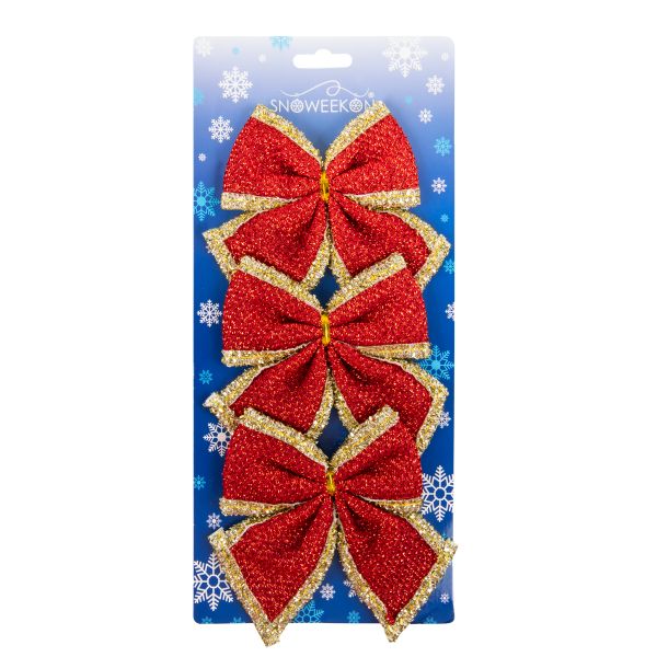 Набор бантиков 10 см, 15 шт, №01 красный, Snoweekon, SNW-H230