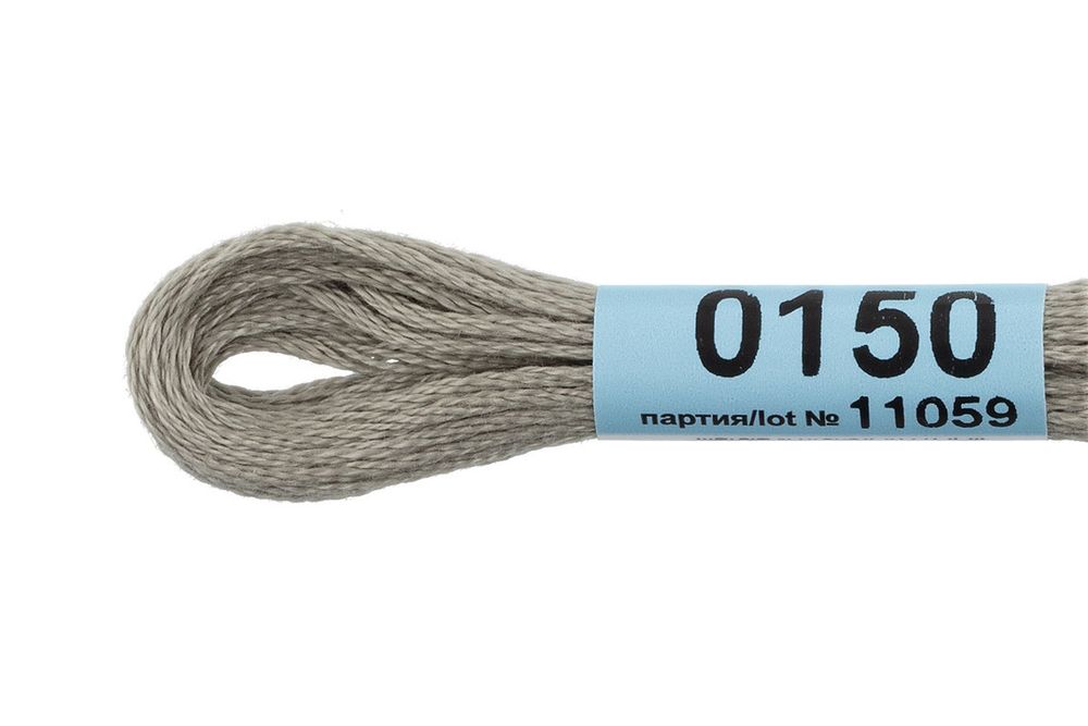 Мулине Gamma 100% хлопок, цв.0150 св-серый, 24 мотка по 8 метров