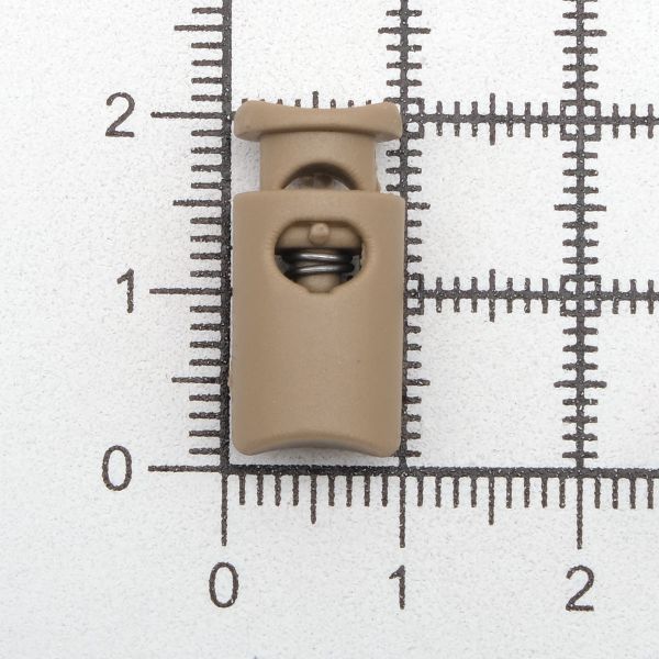 Фиксатор (зажим) для шнура пластик 1 отв., ⌀4.5 мм, 19х9 мм, цилиндр, ПП, бежевый, 100 шт