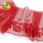 Кружево на сетке широкое 225 мм, OG44, цв.красный, правая уп.6м, Kruzhevo