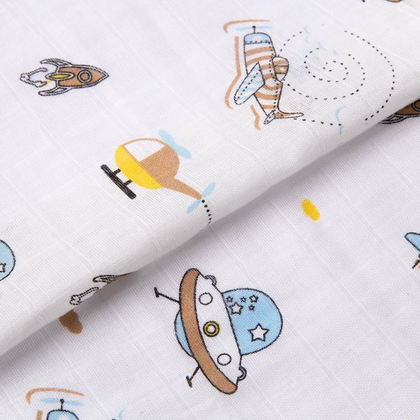 Ткань муслиновая 105 г/м², в нарезке 100х125 см, 19-воздушный транспорт, Peppy