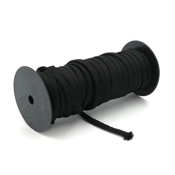 Шнур плетеный плоский ⌀11.0 мм / 50 метров, п/а, черный