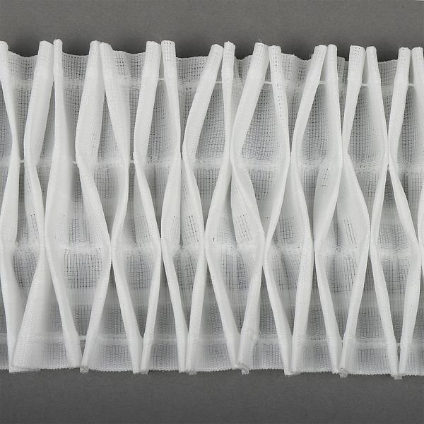 Лента (тесьма) шторная: сборка ромбик (1:2) 100 мм / 50 метров, арт.П-080К цв.белый