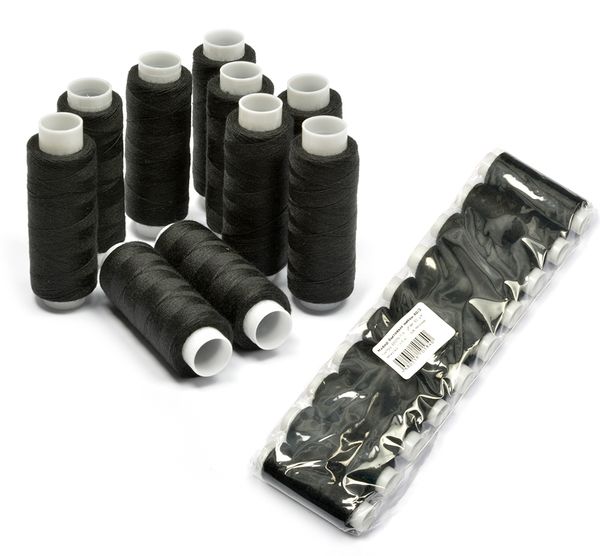 Швейные нитки (набор) 40/2 183 м черные, уп. 10 катушек