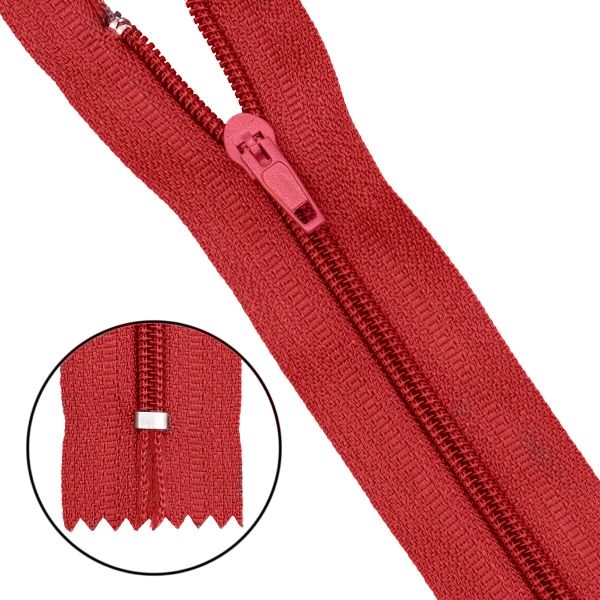 Молния спираль (витая) брючная Т4 (4 мм) 1 зам., н/раз., 18 см, п/автомат, цв.519 красный, 148, 10 шт