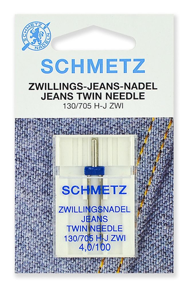 Иглы для швейных машин для джинсы двойные Schmetz 130/705H-J ZWI № 100/4.0, уп. игла