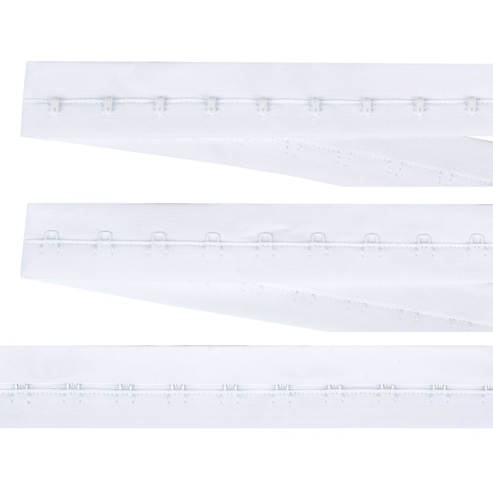 Застежки для бюстгальтера на ленте (1 ряд) 28 мм, 5 м, 01 белый