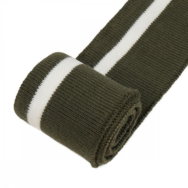 Подвяз (довяз) трикотажный 3.5х80 см, олива с белой полосой, 100% п/э, 5 штук