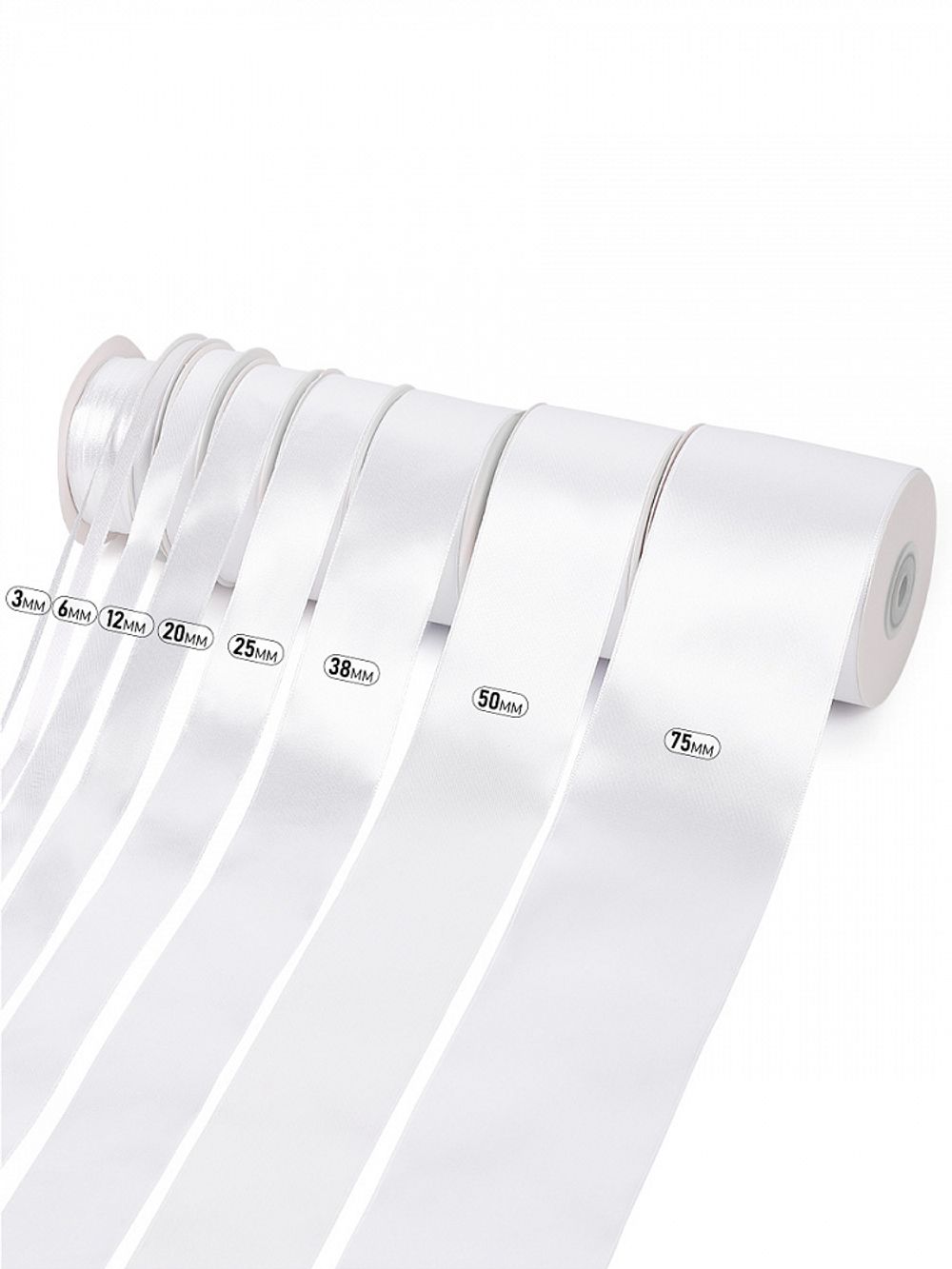 Лента атласная 1-сторонняя 12.0 мм / 22.5±1 метра, 3001 кипенно-белый, Magic4Hobby