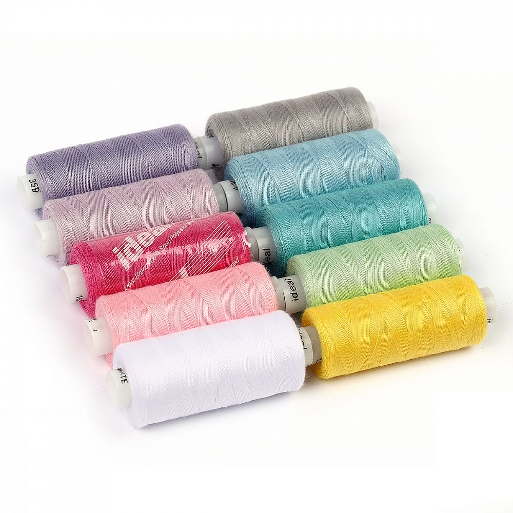 Швейные нитки (набор) 40/2, 10 кат. по 366 м, 100% п/э, MIX UN, ассорти (оттенки единорога)