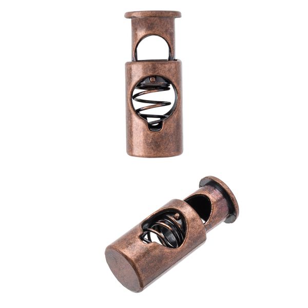 Фиксатор для шнура металл 1 отв., 20х8 мм, (in ⌀5 мм), 25 шт, медный, MFR18