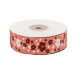 Лента репсовая (в рубчик) Цветочки 1 25.0 мм, 22.86 м 3-83 (коралловый)