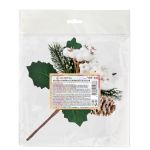 Веточка декоративная хвойная с шишкой и ягодами 19 см, 3 шт, 01, Blumentag