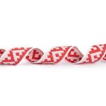 Лента (тесьма) жаккардовая 24.0 мм / 25±1 метров, Орнамент для северных народов, рис 8621 белый-красный, Gamma С3772