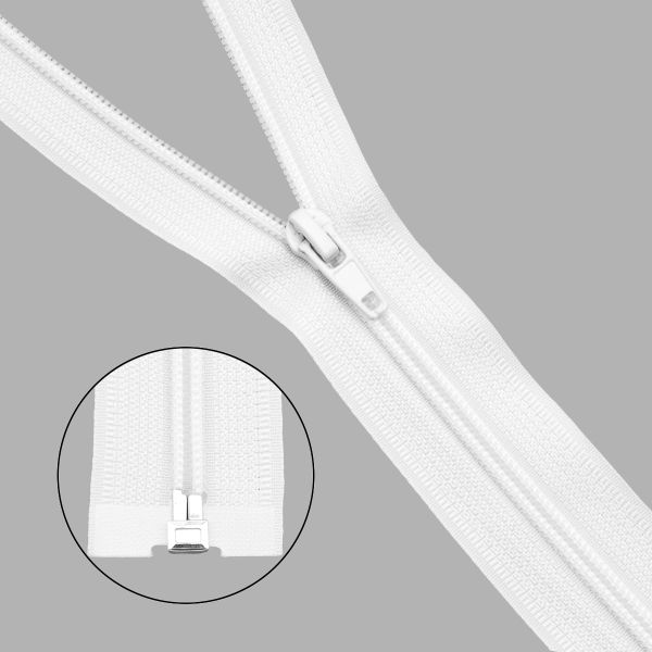 Молния спираль (витая) Т5 (5 мм) 1 зам., разъем., 100 см, 501 белый, 10 шт