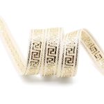 Лента (тесьма) жаккардовая 15.0 мм / 25±1 метров, (белый/золото), Меандр