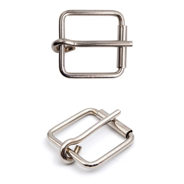 Пряжка ременная металл 40 мм (50х50 мм, d-5 мм), роликовая, никель, 6 шт