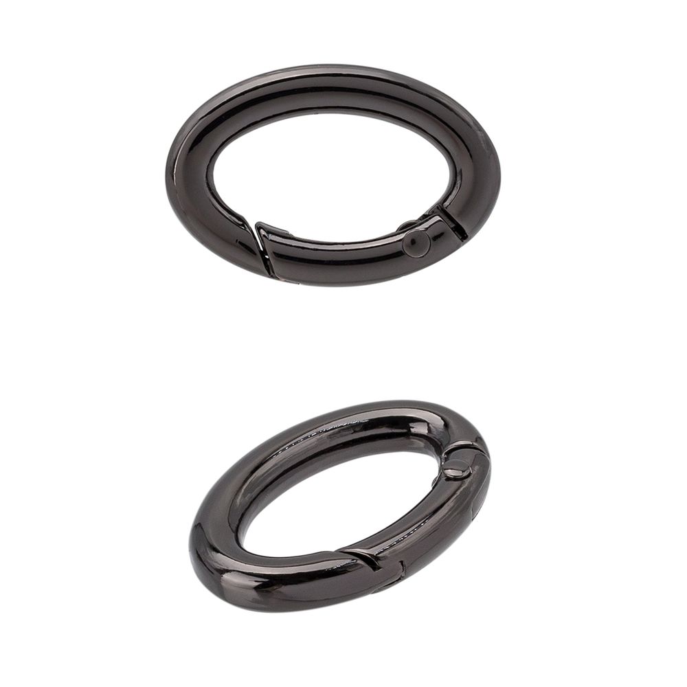 Карабин металл кольцо овал 20х11 мм, 10 шт, черный никель, ГУ12863