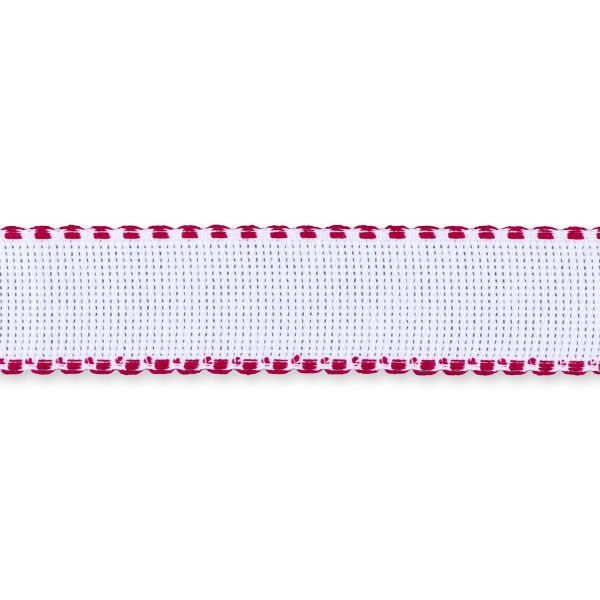 Канва лента Aida 14 ct, 35 мм / 1.5 метра, 5 шт в упак., 100% хлопок, белый/красный, Gamma KT- 35