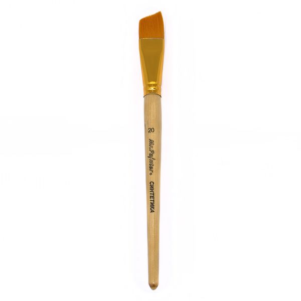 Кисть синтетика плоская со скосом №20, 5 шт, короткая ручка, Mr.Painter SBA 206-20