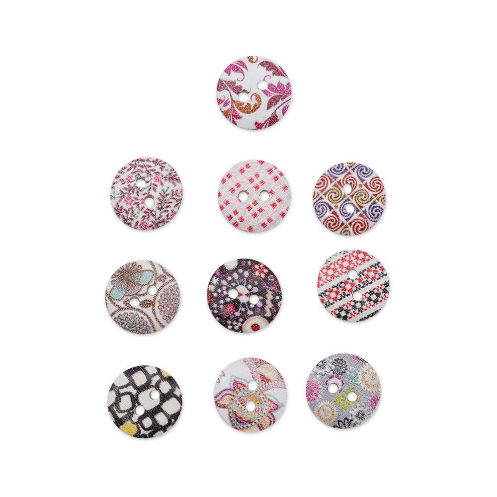 Украшения декоративные пуговицы деревянные Орнаменты №2, 15 мм, 100 шт