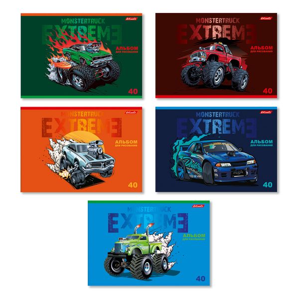 Альбом для рисования, глянц.ламинация, 100 г/м², A4 29х20.5 см, 40 л. на скобе, 5 шт, 000225 Монстр-машина, Светоч 40АЛСК4_3_3_9