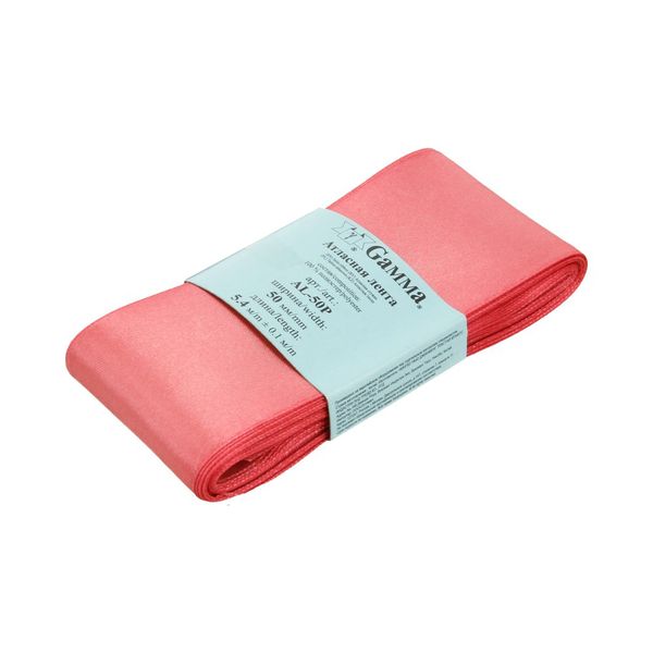 Лента атласная 1-сторонняя 50.0 мм / 5 шт по 5.4 метра, №025 т-розовый, Gamma AL-50P