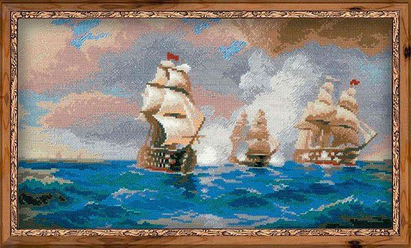 Набор для вышивания нитками Риолис, Бриг меркурий 40х24 см