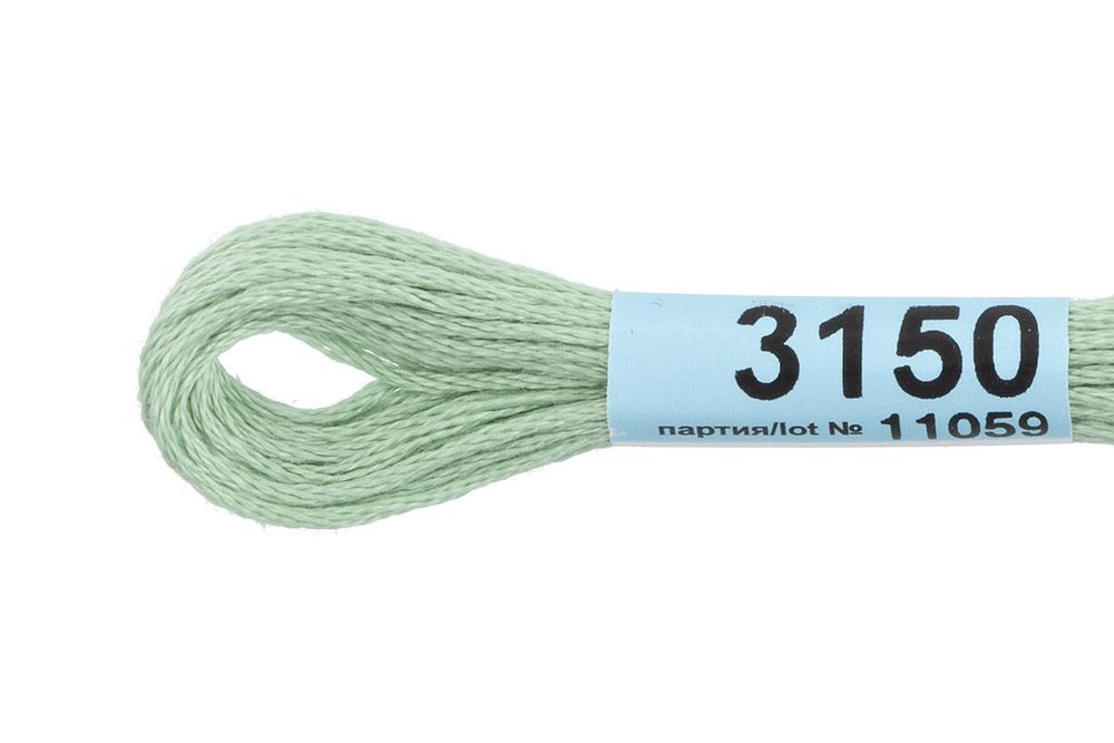 Мулине Gamma 100% хлопок, цв.3150 бл.салатовый, 24 мотка по 8 метров