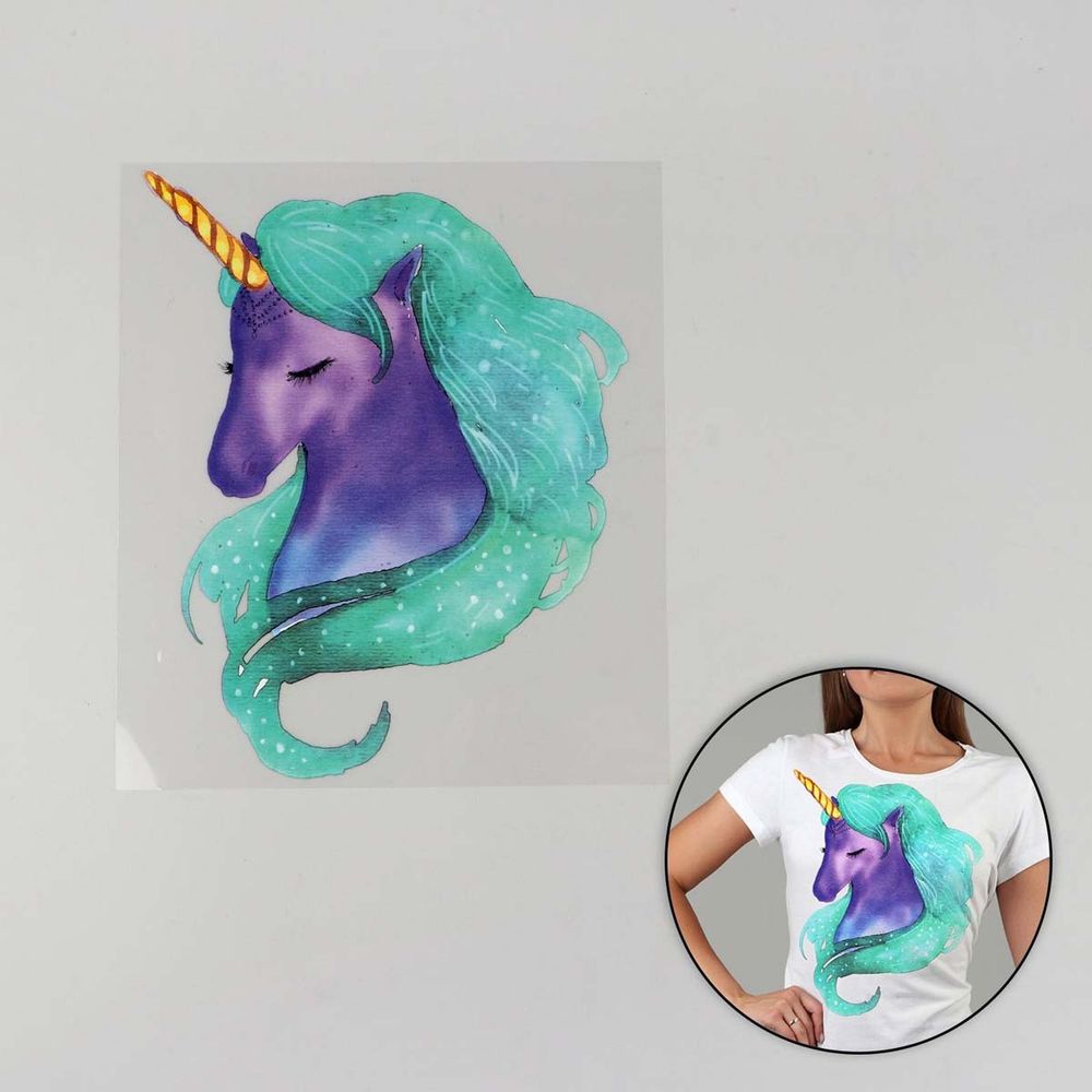 Термотрансфер единорог 20х20 см, 3715834, 5 шт