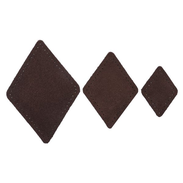 Набор заплаток пришивных из замши, ромб 4х5,6см, 6х8,4см, 8х11,2см, с перфорацией, 3 шт (21 темно-коричневый), 59405