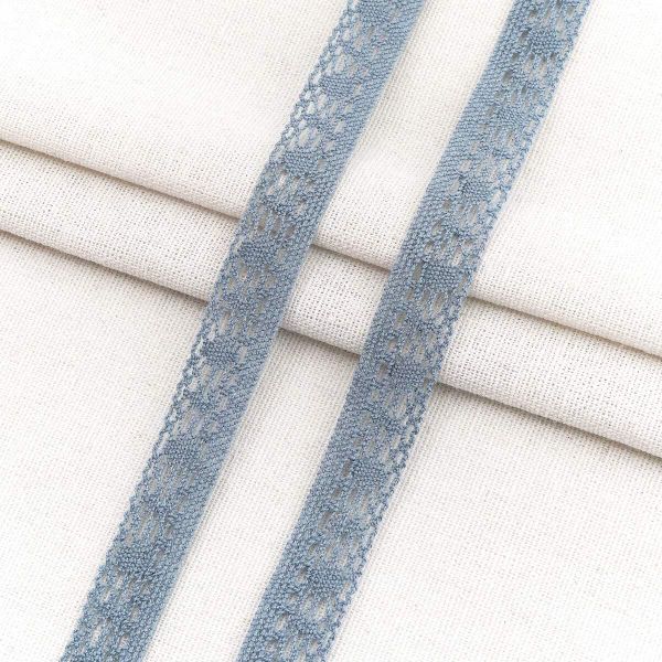 Тесьма отделочная 16 мм / 18.2 метра, А7173 хлопок, вязаная, серо-голубой, 21212