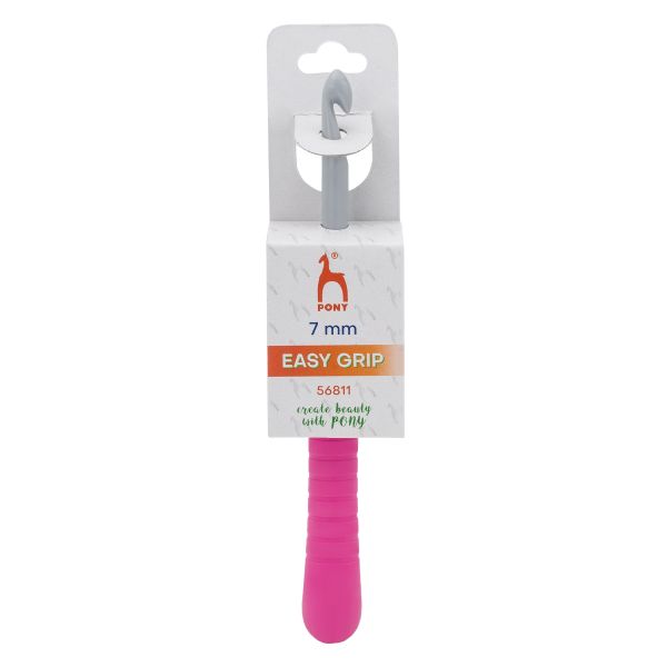 Крючок для вязания Pony Easy Grip ⌀7.0 мм, 15 см с мягкой ручкой, пластик, 56811