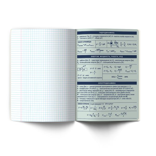 Тетрадь со справочным материалом Лёгким почерком, софт-тач ламинация, A5 48 л. на скобе 65 г/м², белизна 100% 10 шт, клетка, 01841 Лёгким почерком Физика, Светоч Т284