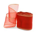 Лента для бантов (капрон) с мет. краем, 7 см, 25 м (красный) С3502