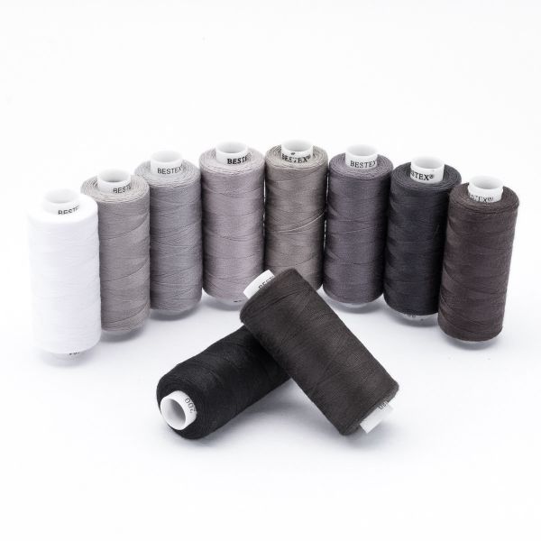 Швейные нитки (набор) 40/2, 10 кат. по 365 метров, Монохромный, Bestex