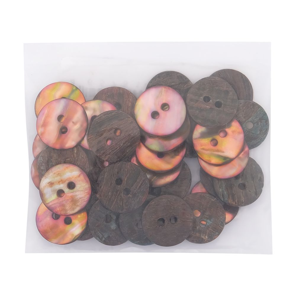 Пуговицы на 2 прокола 24L (15мм), ракушка (C-Coffee (кофейный)), CN-S003A, 36 шт