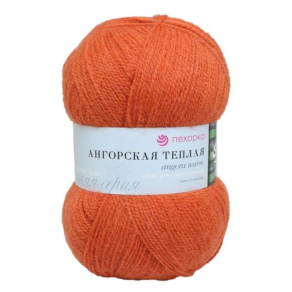 Пряжа Пехорка Ангорская теплая / уп.5 мот. по 100 г, 480 м, 189-Яркооранжевый