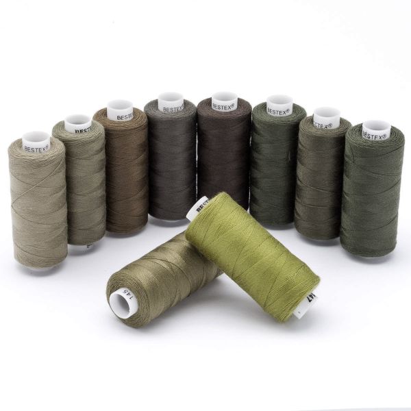 Швейные нитки (набор) 40/2, 10 кат. по 365 метров, Хаки, Bestex