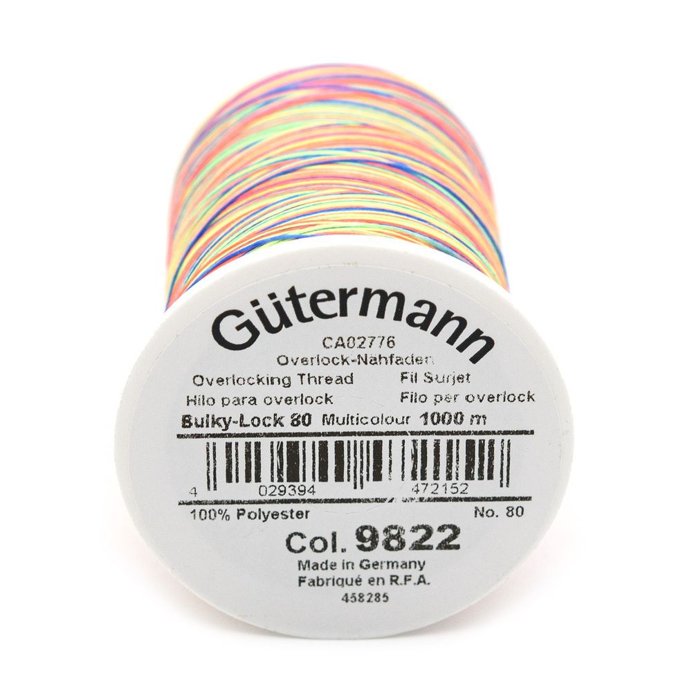 Нитка текстурированная Gutermann Bulky-Lock 80 multicolor, 1000 м, 9822, 1 катушка