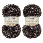 Пряжа Astra Premium (Астра Премиум) Артемида Принт / уп.2 мот. по 100 г, 34 м, 01 черный/бежевый