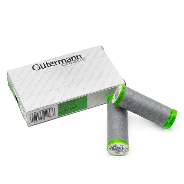 Нитки для тонких тканей Gutermann Extra Fine 150, 200м, 040 пепельно-серый, 5 катушек