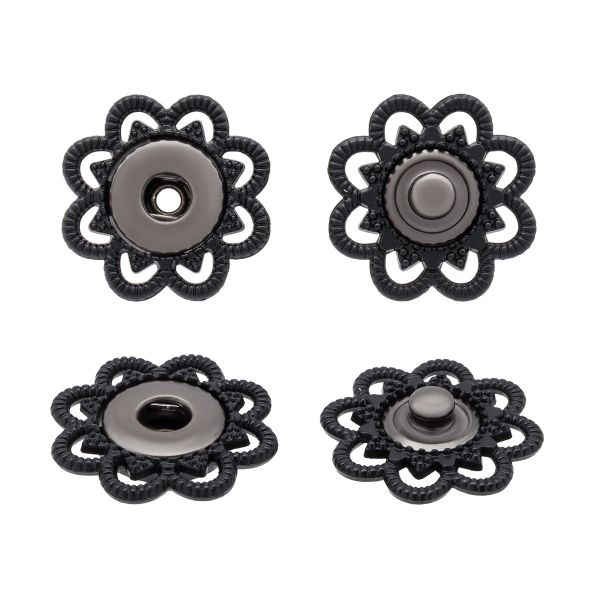 Кнопка пришивная металл ⌀23.0 мм, 10 шт, черный, KN18