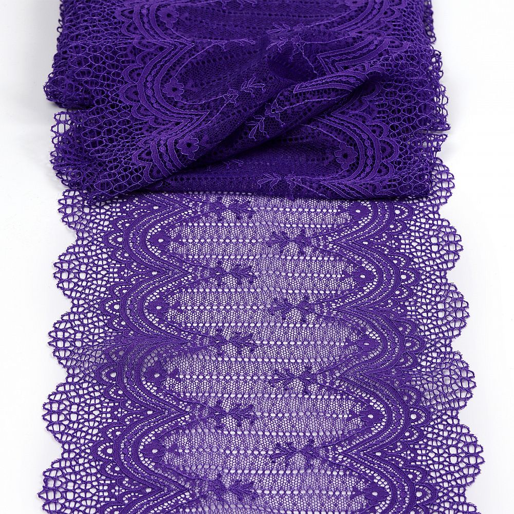 Кружево бельевое эластичное 230 мм / 10 м, 8037, цв.F170 фиолетовый, Kruzhevo