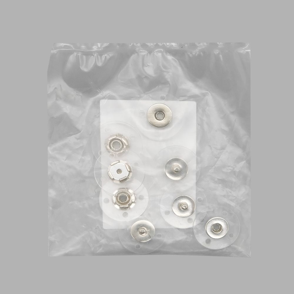 Кнопка пришивная ⌀21 мм, пластик, серебро (никель), 4 шт