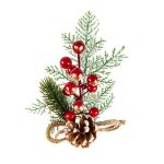Веточка декоративная хвойная с шишкой и ягодами 30 см, 3 шт, 01, Blumentag